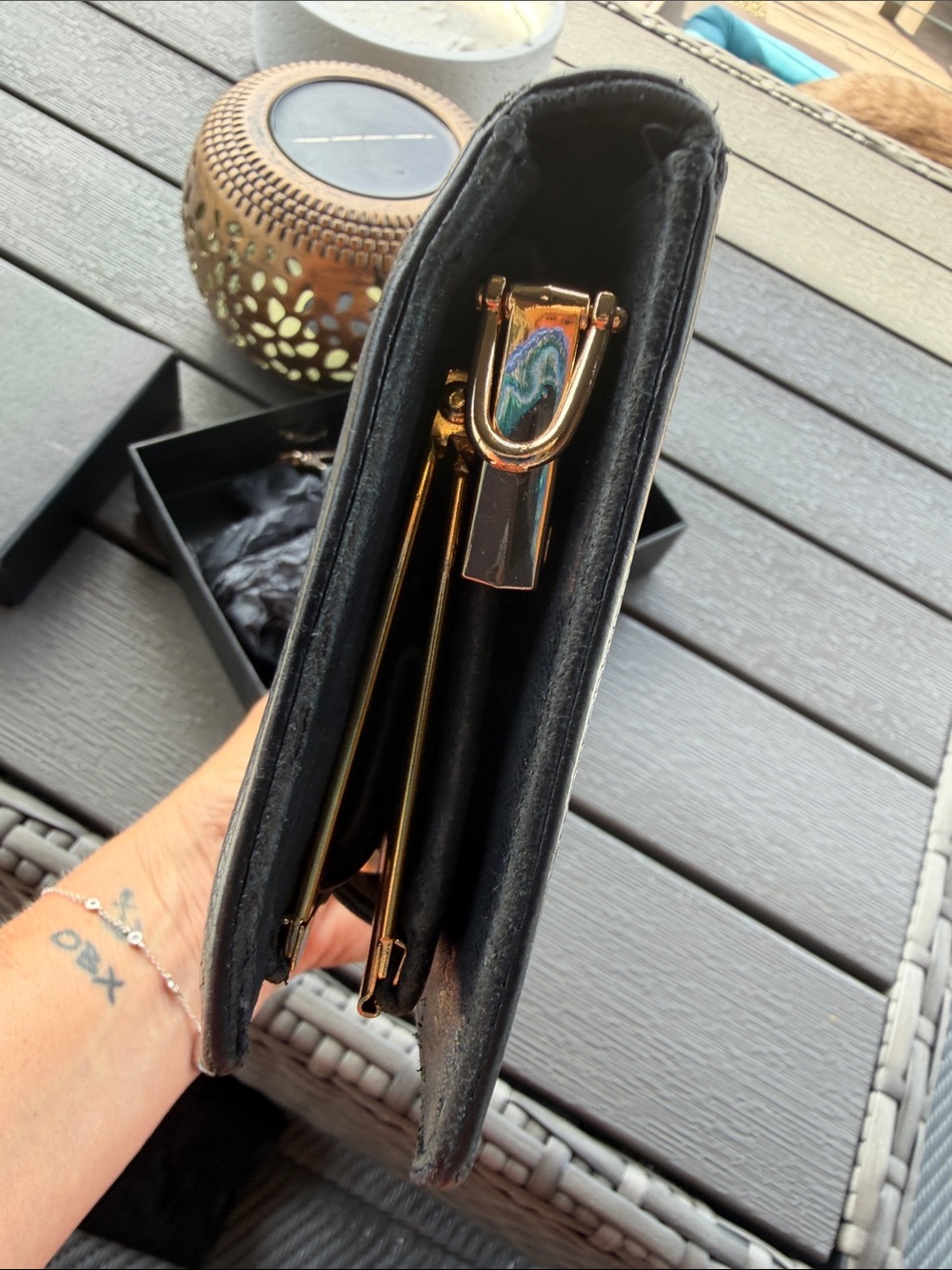 Authentic CHANEL Black Pebbled Leather Wallet with Embossed CC (with chain) - Picture 10 of 11